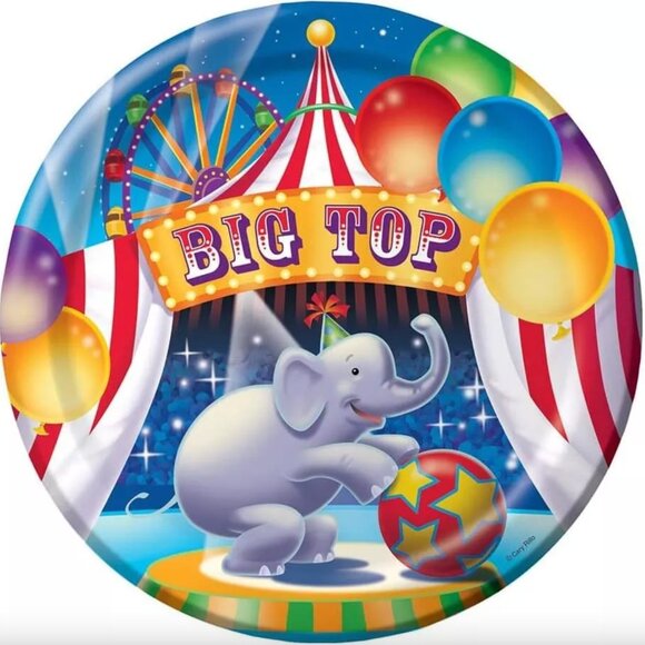 Creative Converting Big Top Elephant Birthday Party Lunch Plates 8 Count - Picture 1 of 1